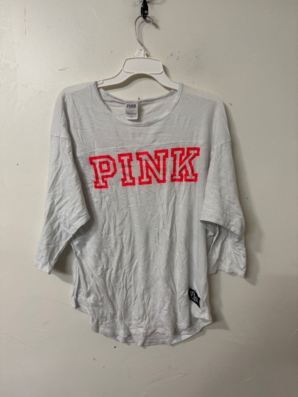 PINK White Tee with Neon Pink Logo 2016